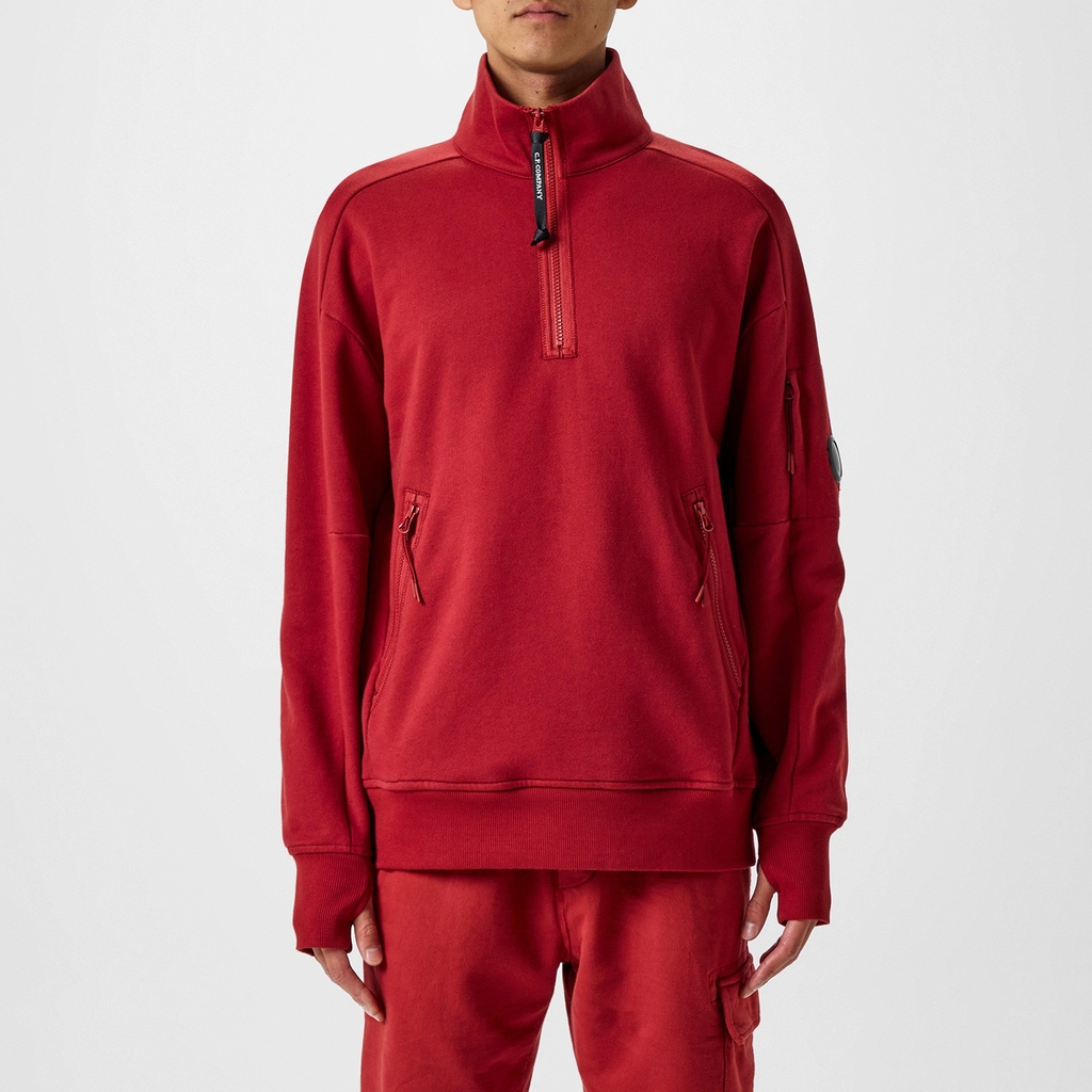 CP Company Lens Arm Quarter Zip Sweatshirt - Ketchup 560